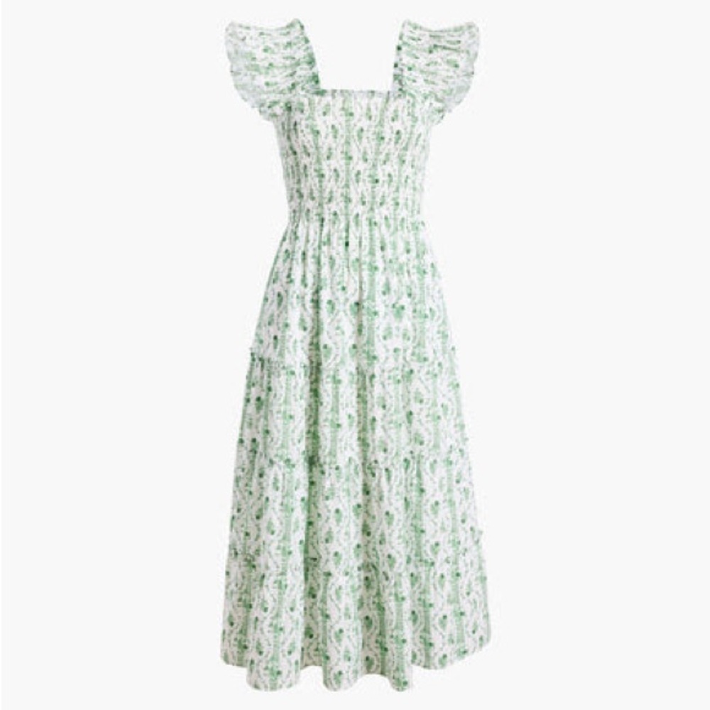 Hill House Ellie Nap Dress Green Vine Stripe Cotton XS
